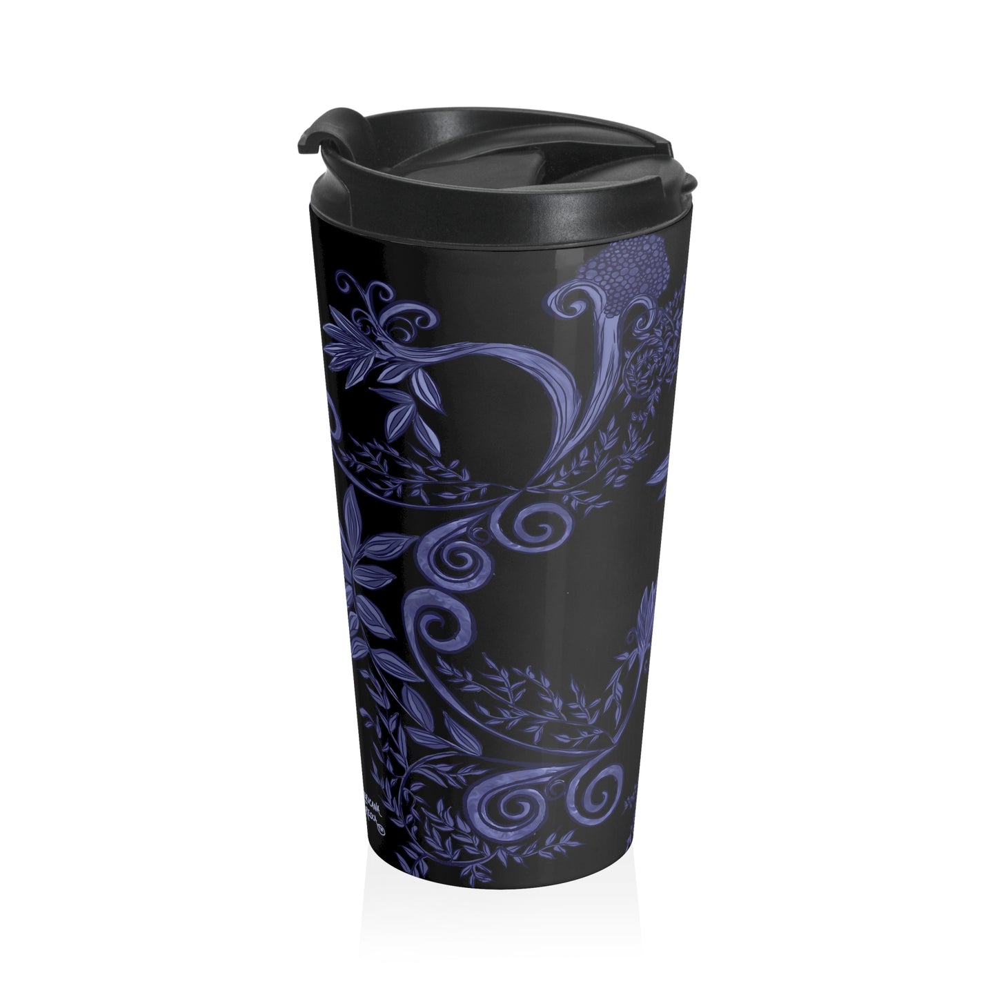 Midnight Botanical Blues Stainless Steel Travel Mug