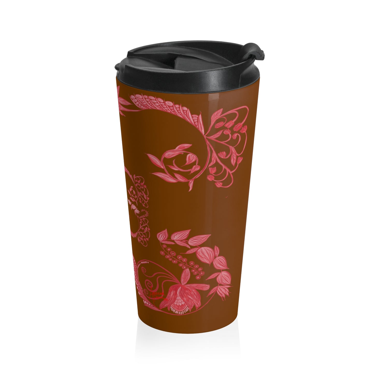 Chocolate Cherry Chinoiserie Stainless Steel Travel Mug