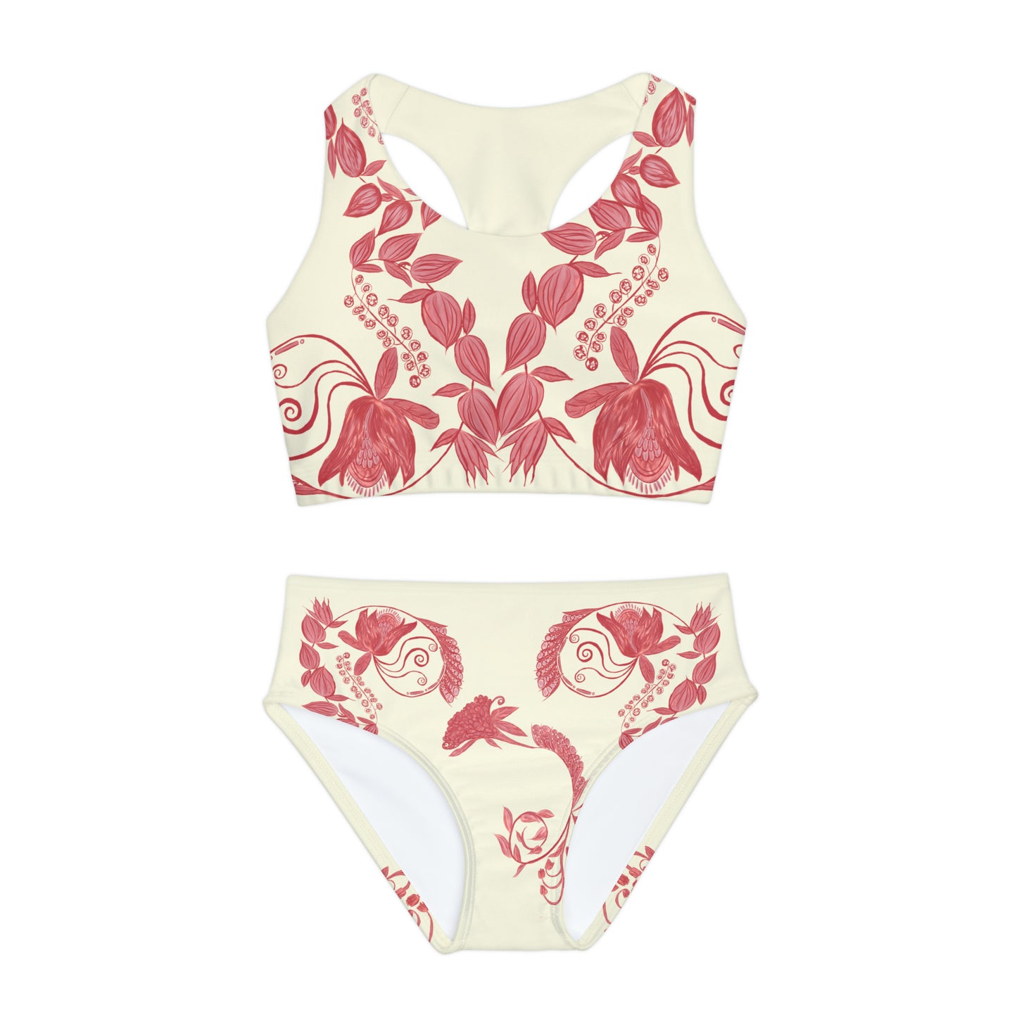 Cheery Cherry Chinoiserie Girls Two Piece Swimsuit