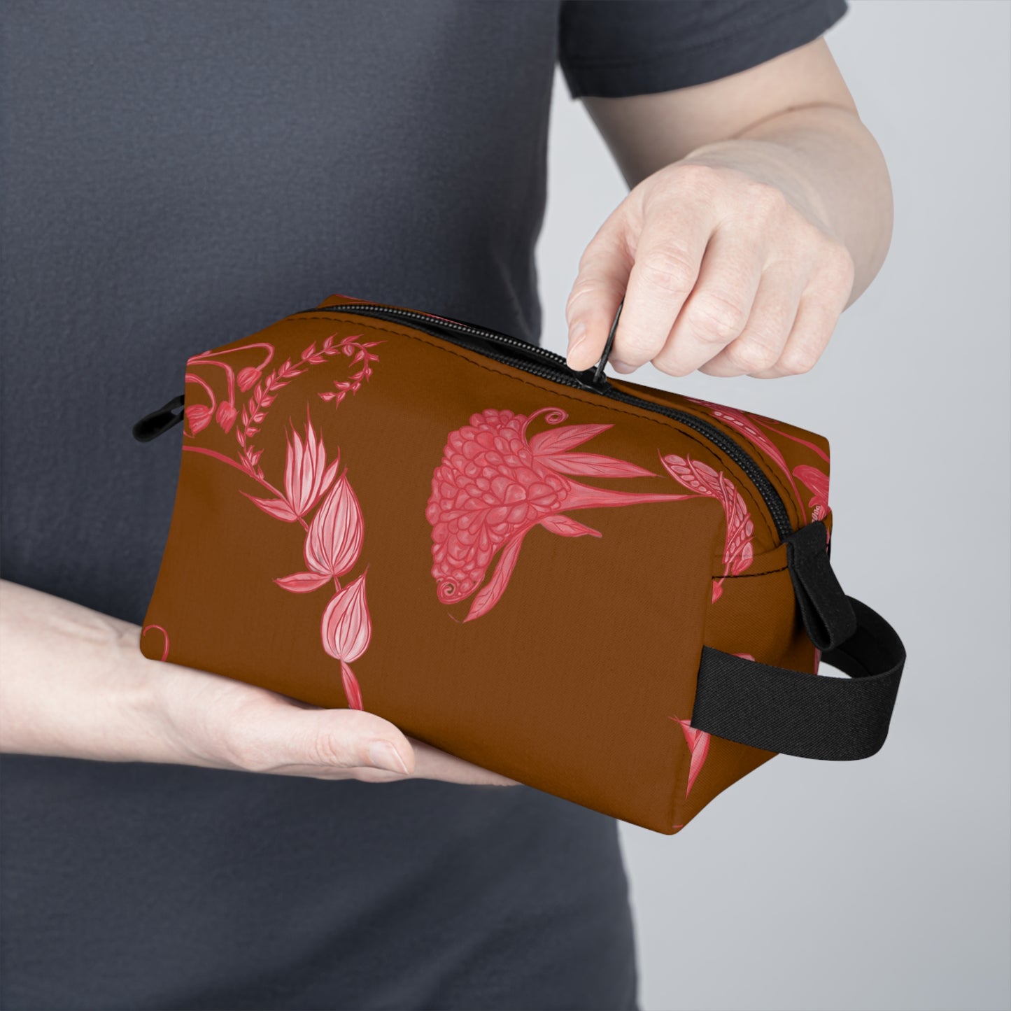 Chocolate Cherry Chinoiserie Dopp Kit/Toiletry Bag