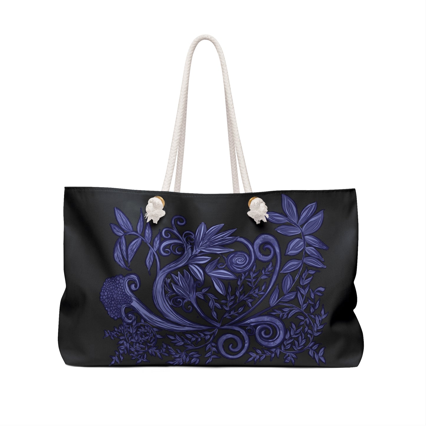 Midnight Botanical Blues Weekender Tote