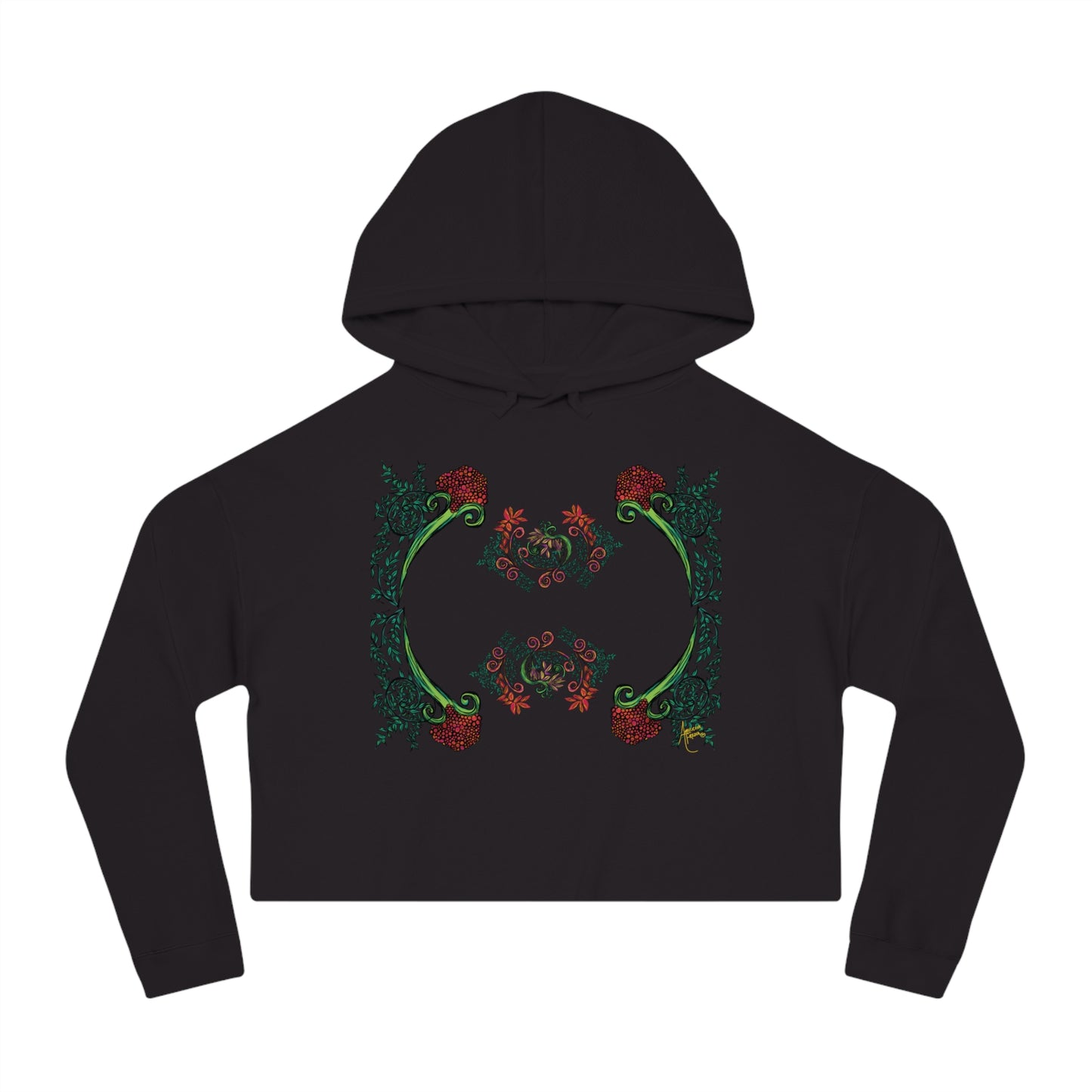 Flourished Fury Women’s Cropped Hooded Sweatshirt