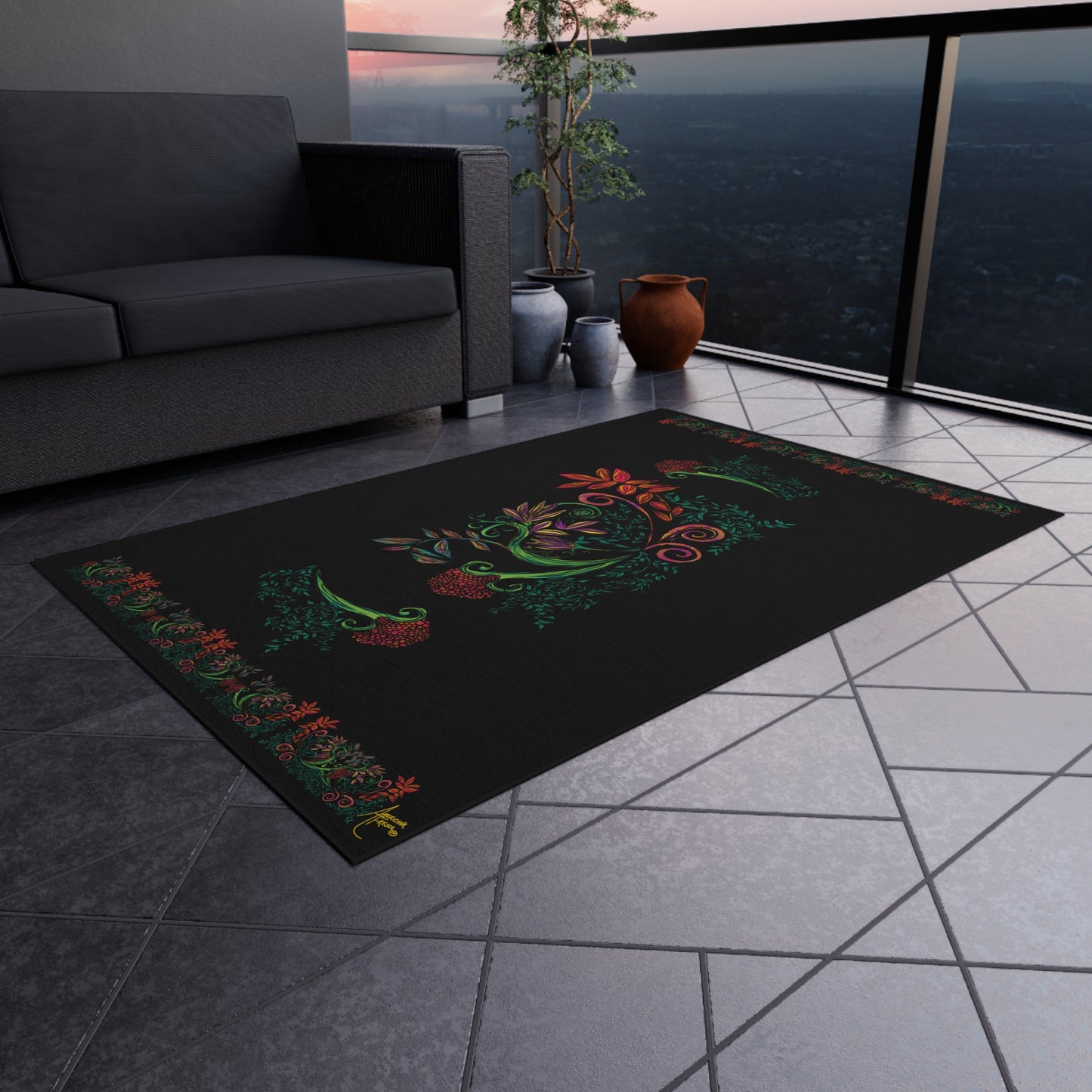 Flourished Fury Outdoor Rug