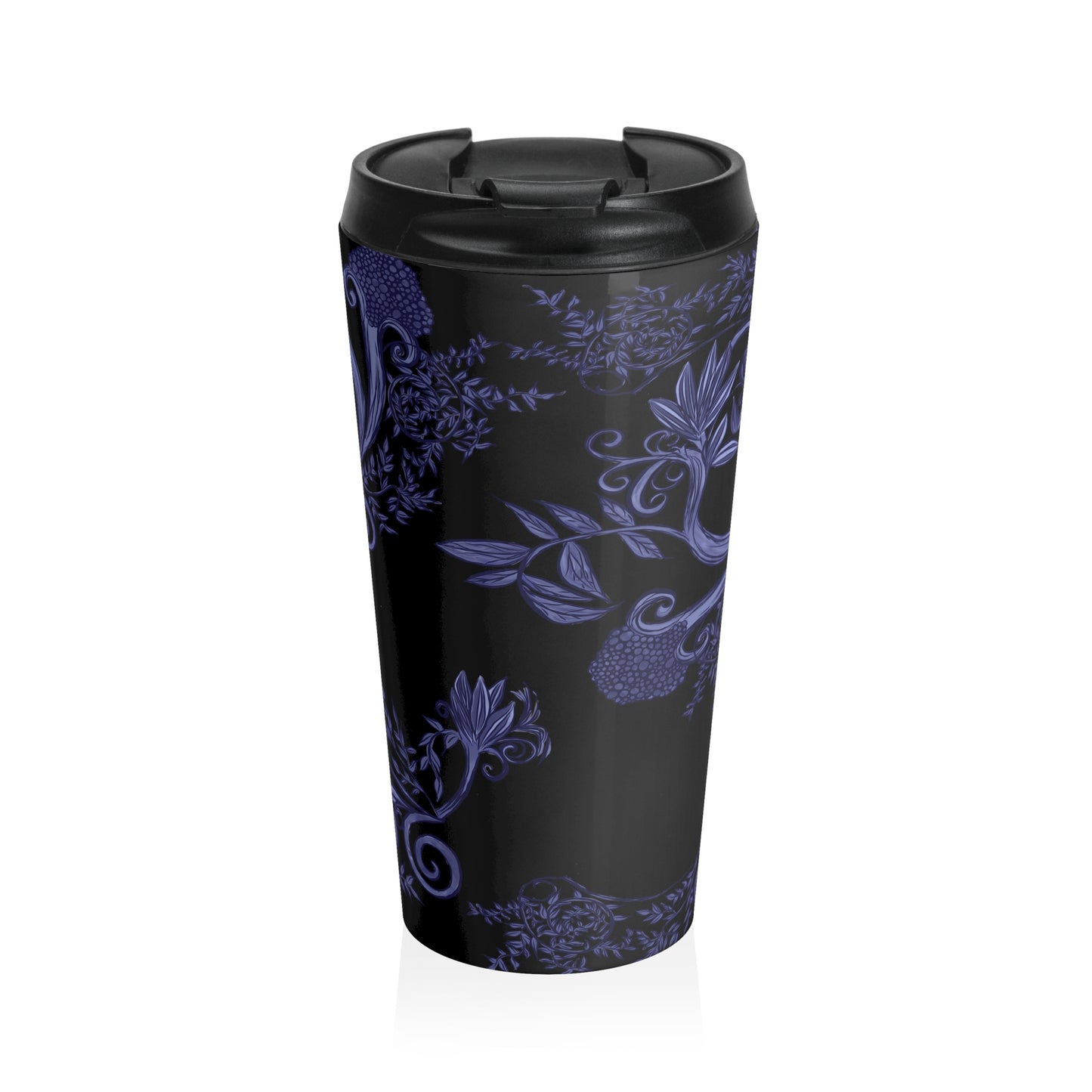 Midnight Botanical Blues Stainless Steel Travel Mug