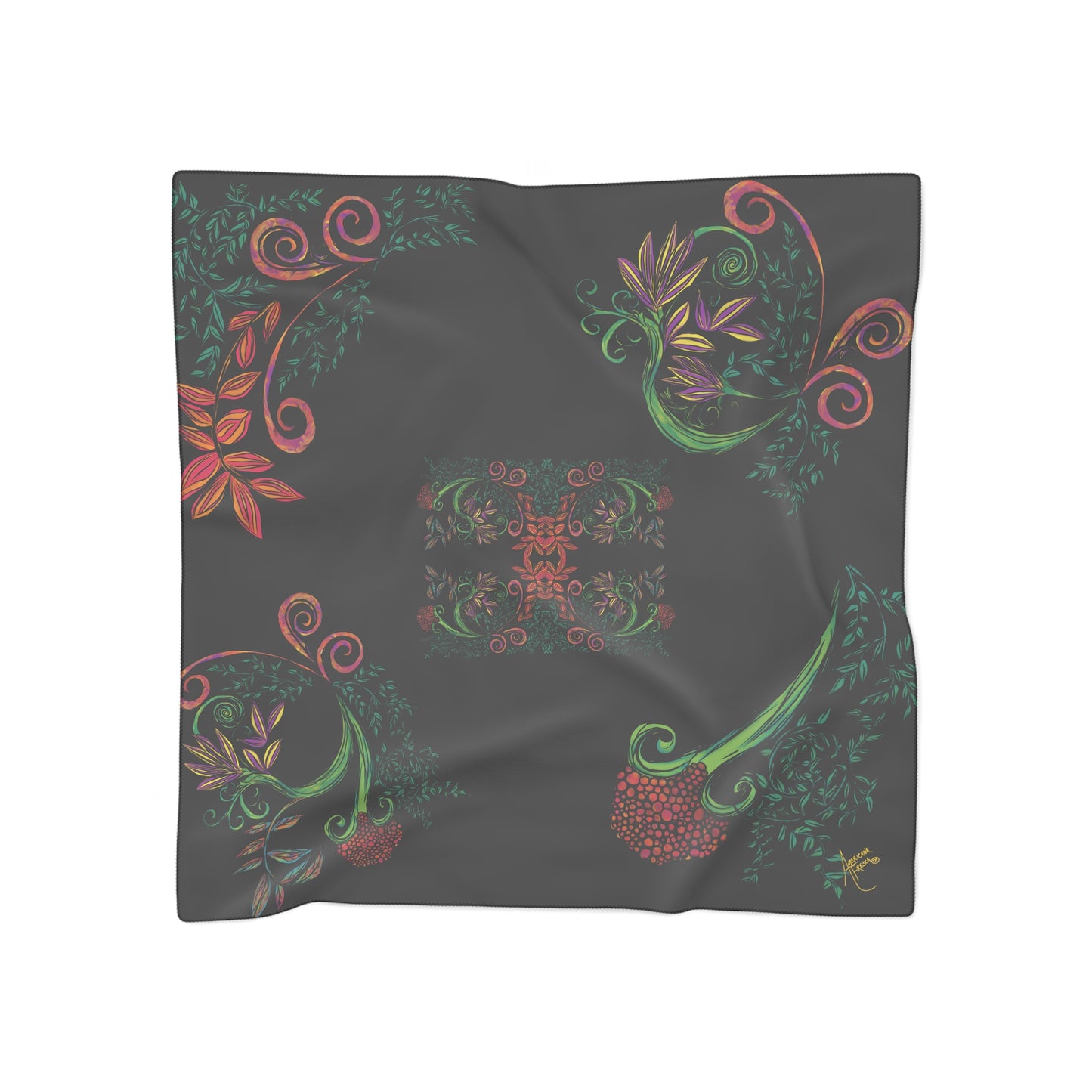 Flourished Fury Classic Chiffon Square Scarf