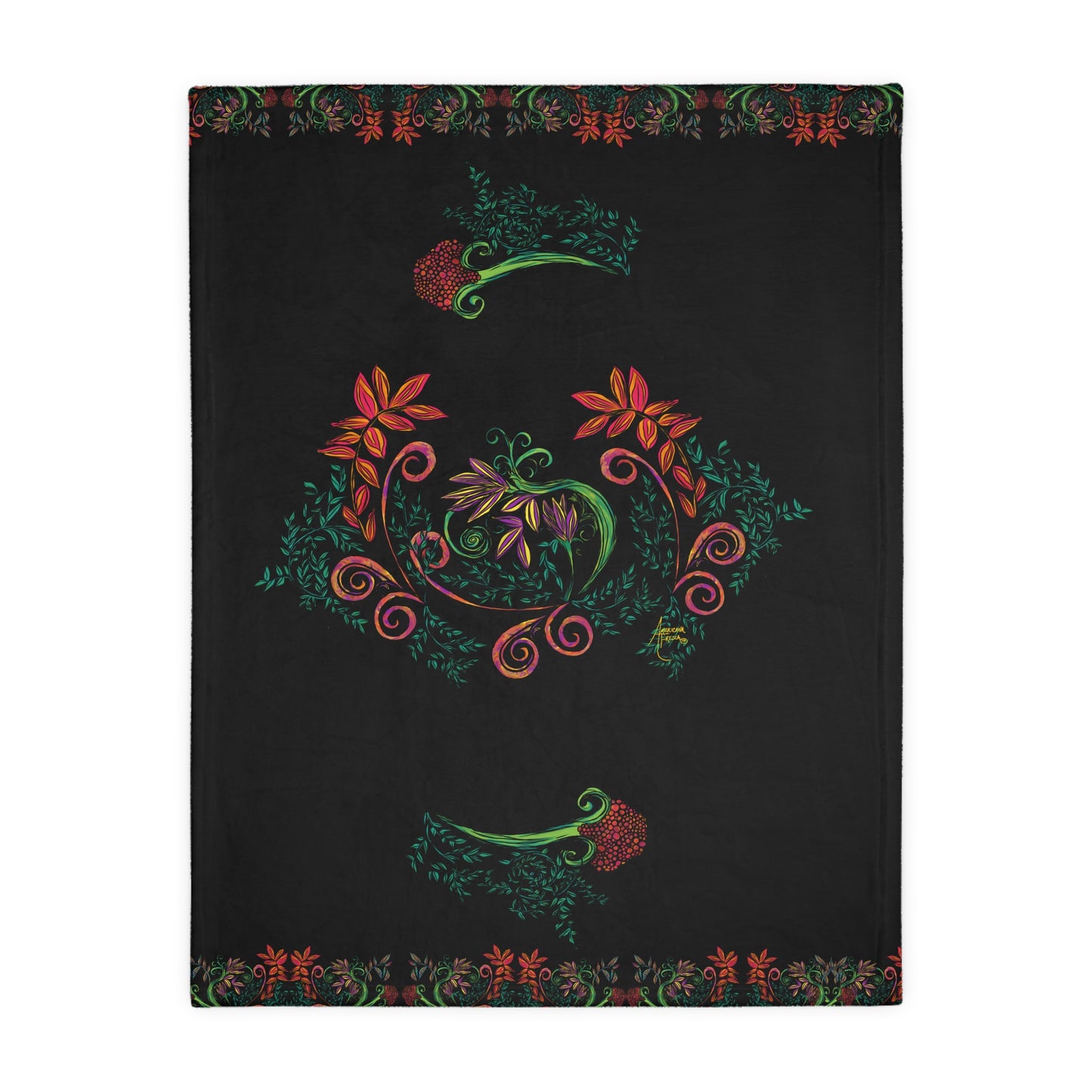 Flourished Fury Velveteen Minky Blanket (Two-sided Design)