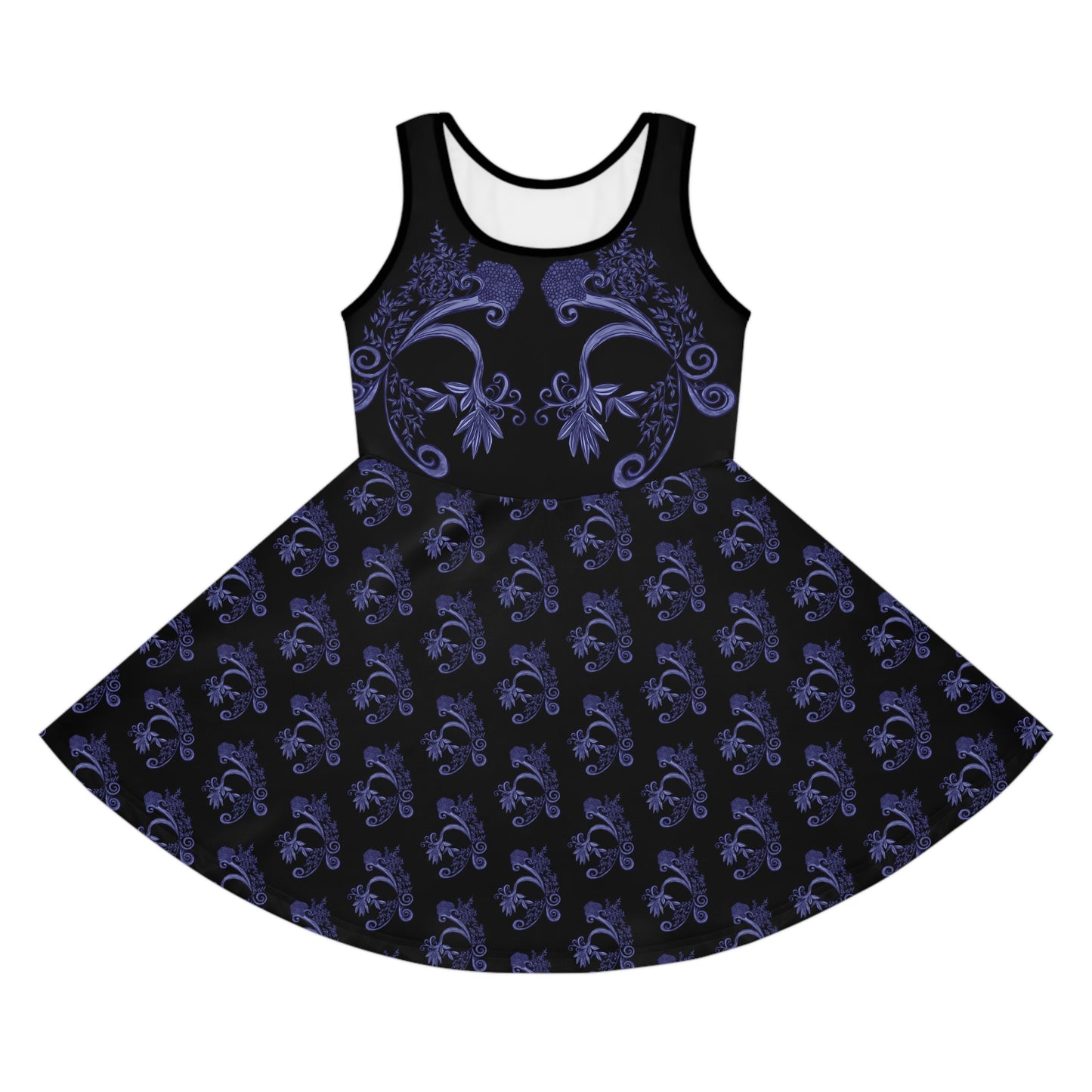 Midnight Botanical Blues Girls' Sleeveless Sundress