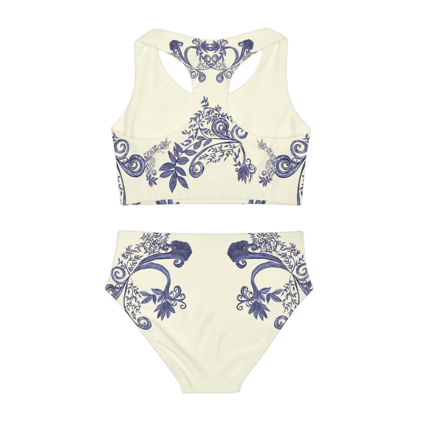 Botanical Blues Girls Two Piece Swimsuit