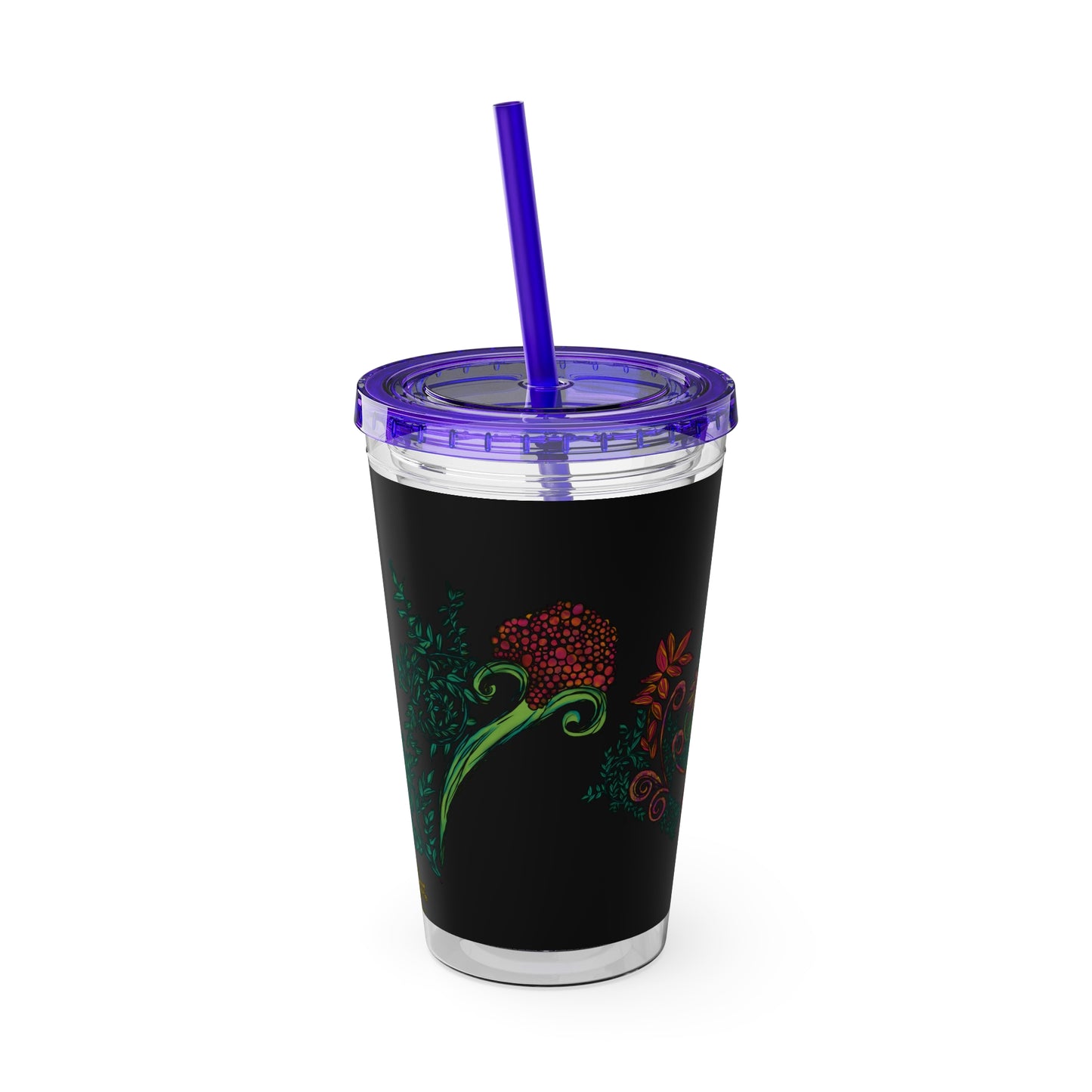 Flourished Fury Sunsplash Tumbler with Straw, 16oz