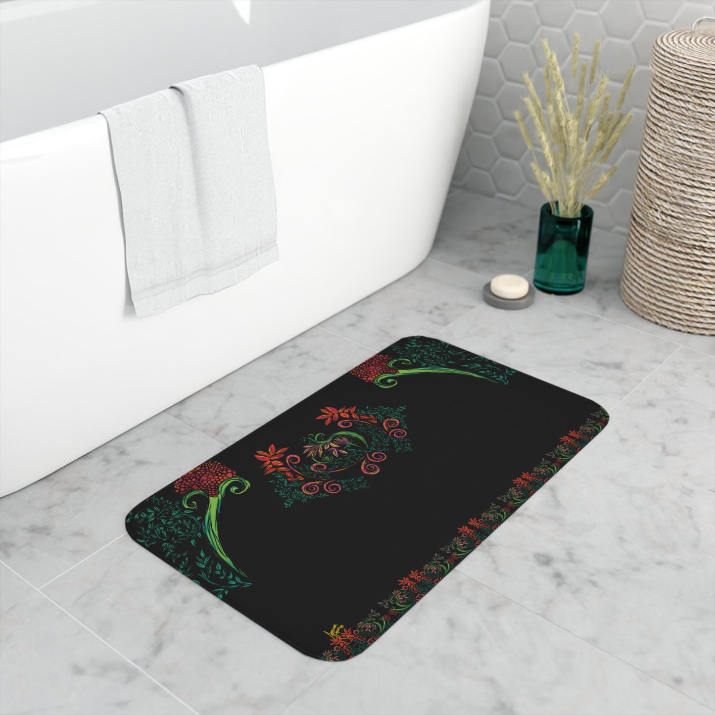 Flourished Fury Memory Foam Bath Mat