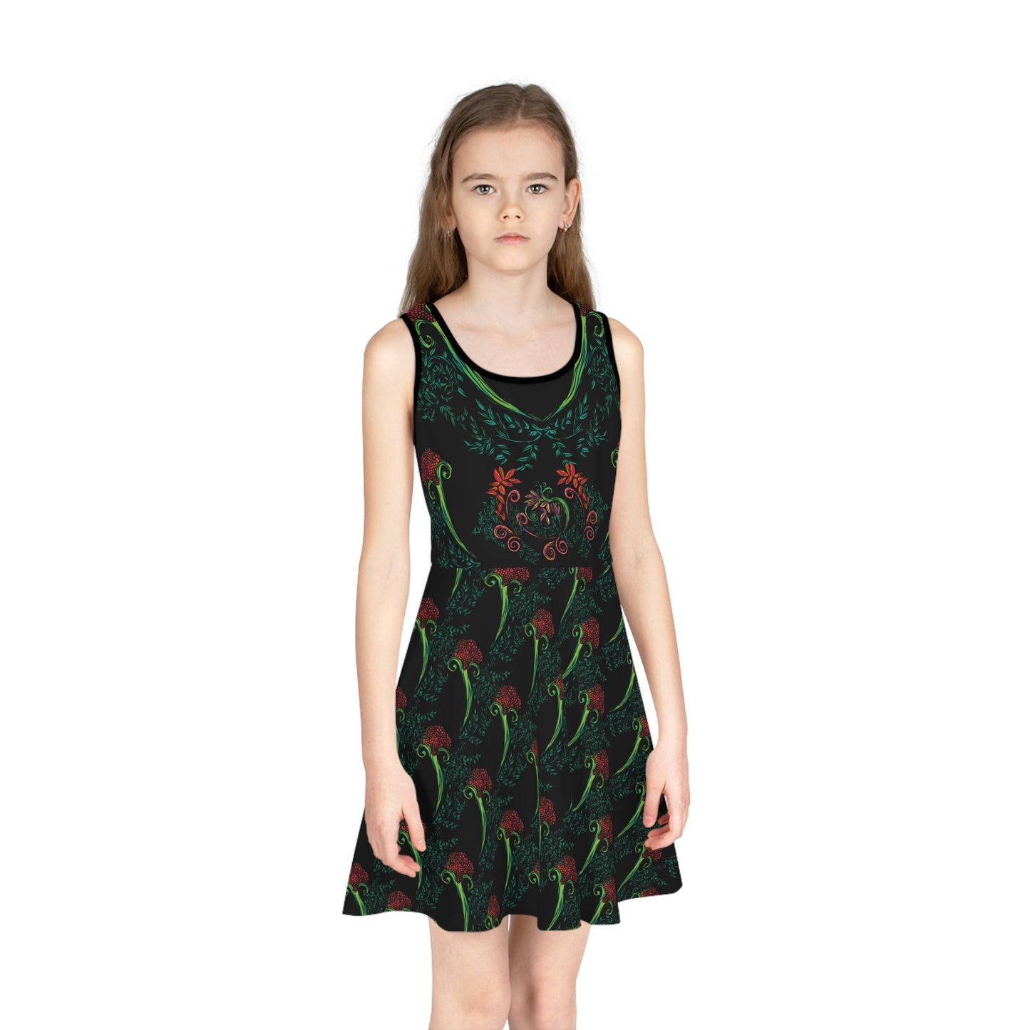 Flourished Fury Girls' Sleeveless Sundress