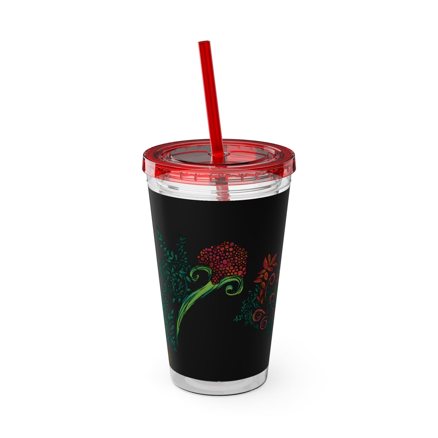 Flourished Fury Sunsplash Tumbler with Straw, 16oz