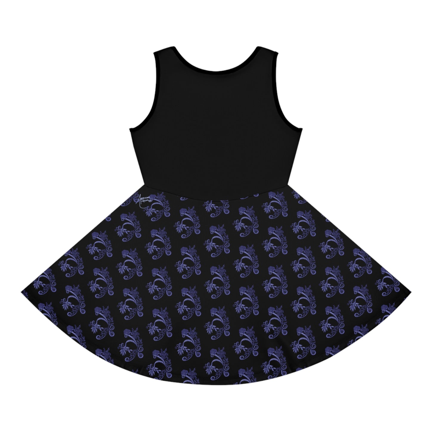 Midnight Botanical Blues Girls' Sleeveless Sundress