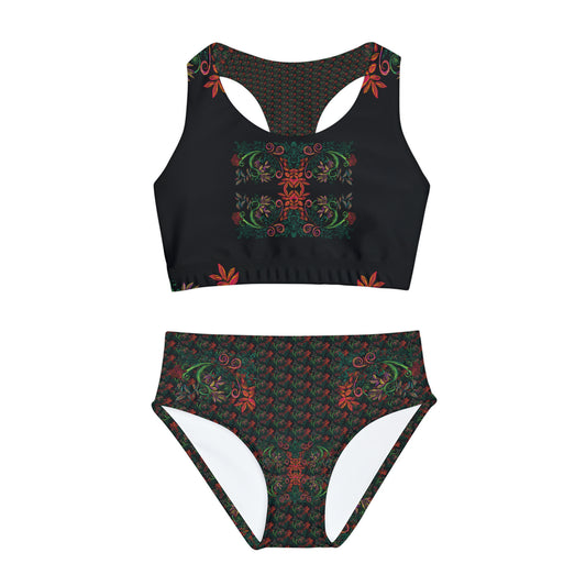 Flourished Fury Girls Two Piece Swimsuit