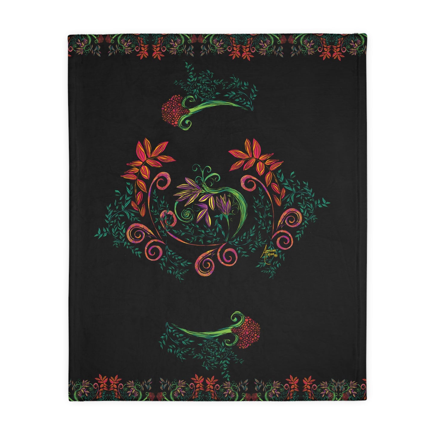 Flourished Fury Velveteen Minky Blanket (Two-sided Design)