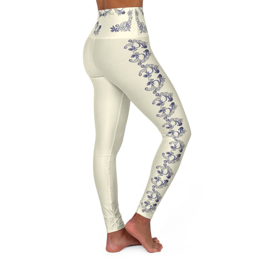 Botanical Blues High Waisted Yoga Leggings