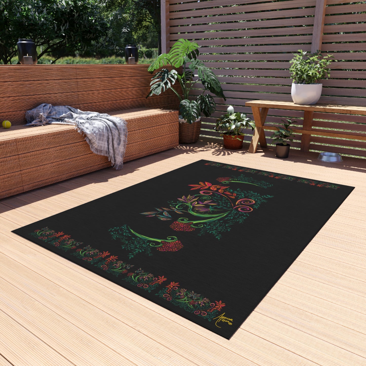 Flourished Fury Outdoor Rug