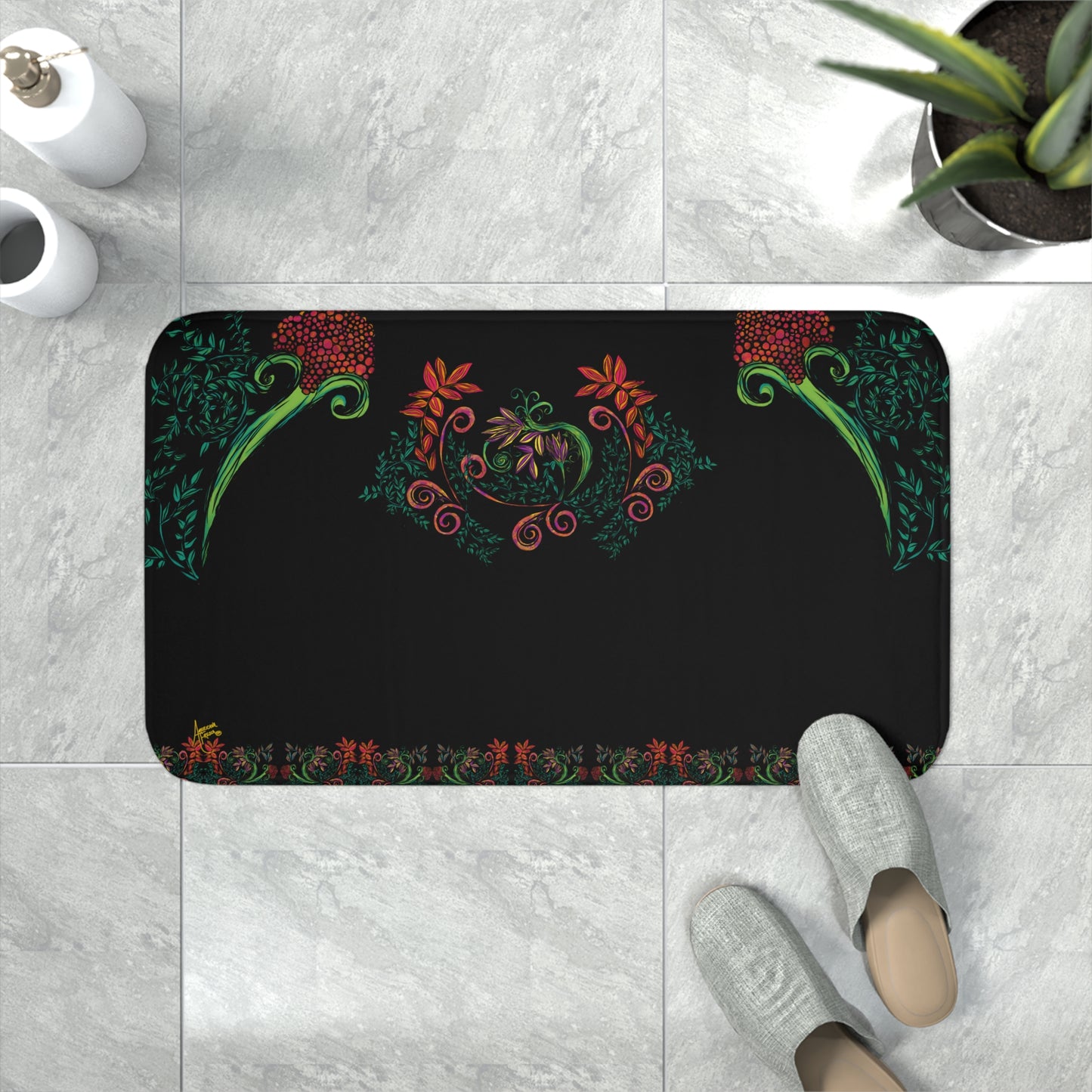 Flourished Fury Memory Foam Bath Mat