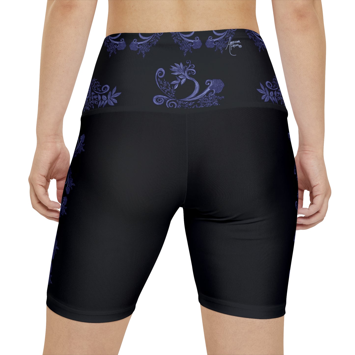 Midnight Botantical Blues Women's Workout Shorts