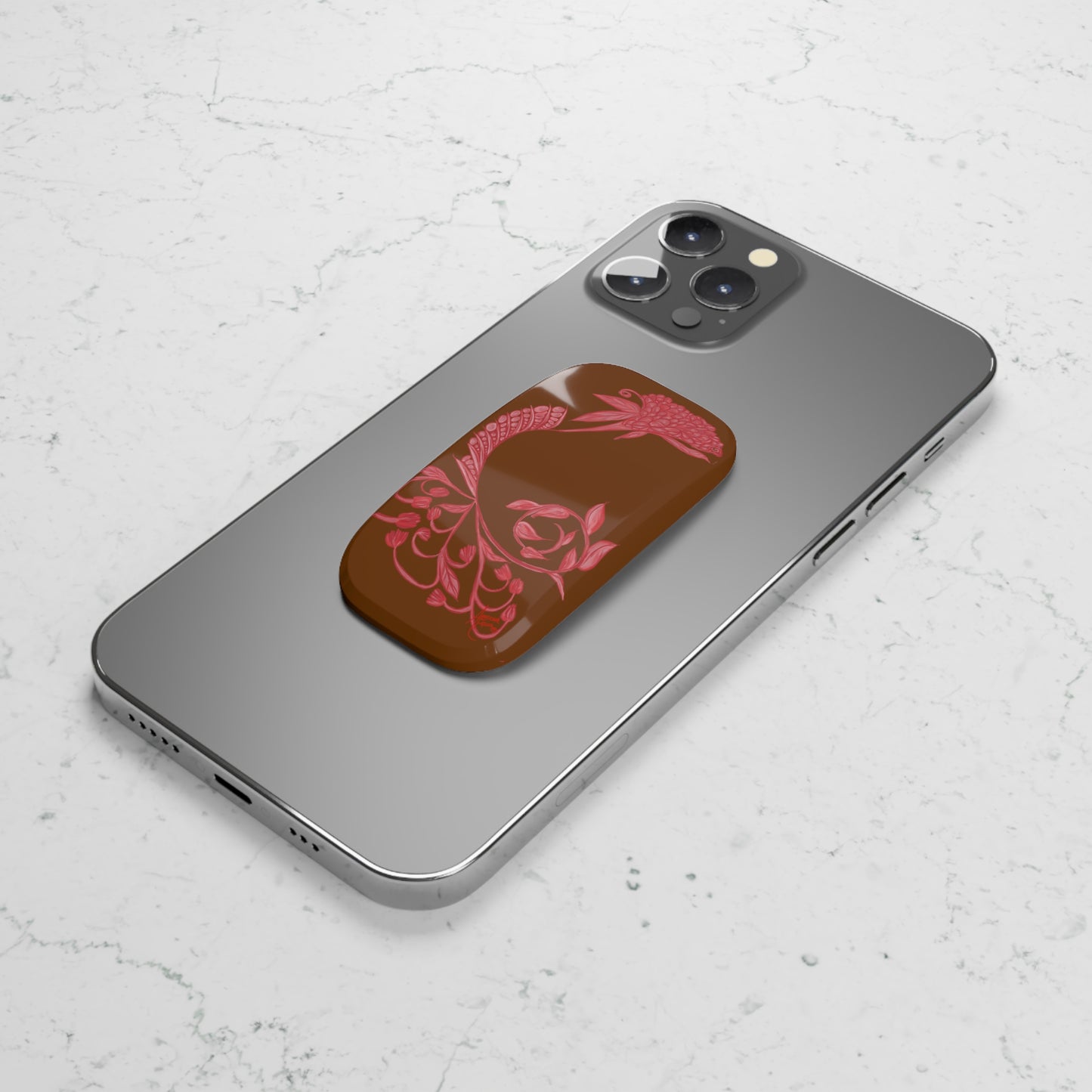 Chocolate Cherry Chinoiserie Phone Click-On Grip