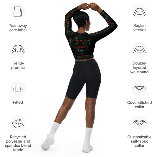 Flourished Fury Recycled long-sleeve crop top