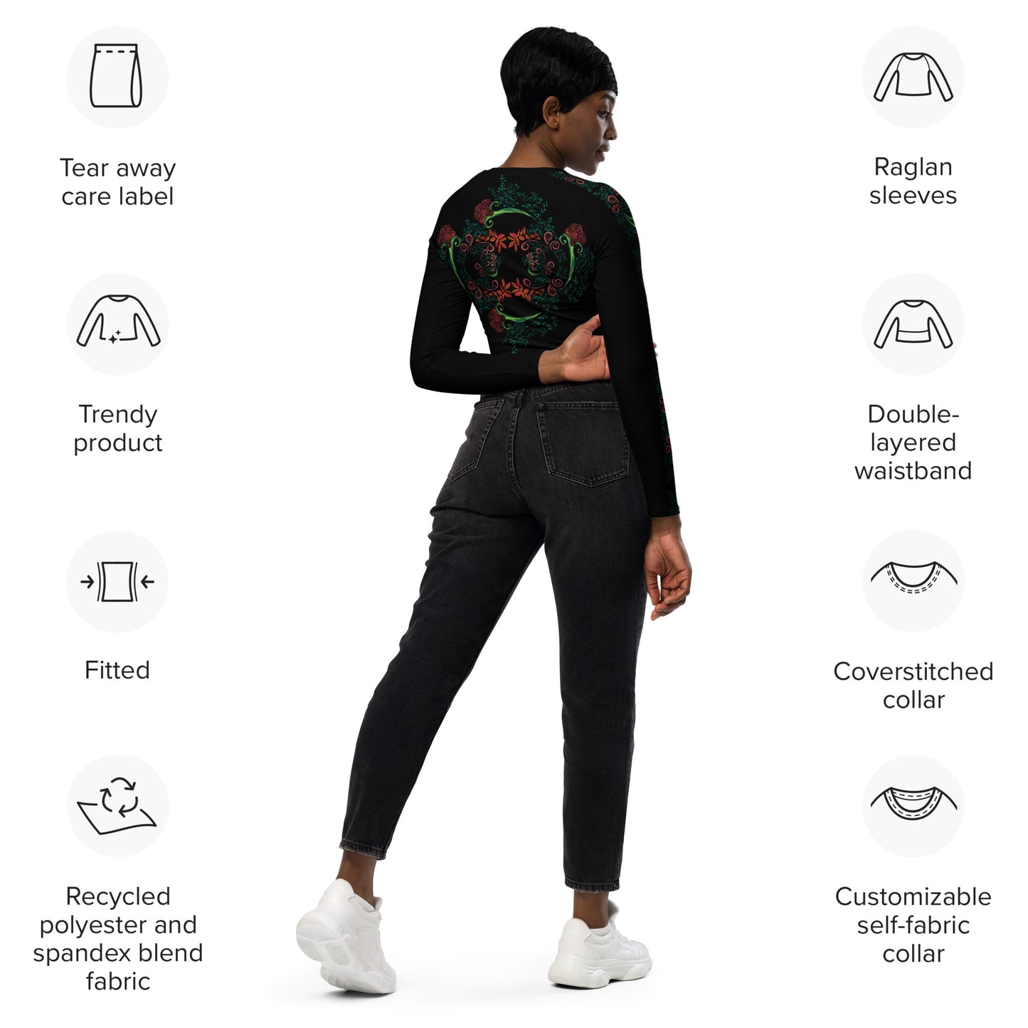 Flourished Fury Recycled long-sleeve crop top